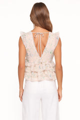 Yana Ruffle Top - Pastel Pink Floral