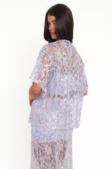 Yonder Sheer Lace Tee Top - Purple