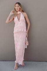 Zafira Textured Halter Top - Pink
