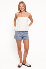 Zephyra Baby Doll Top - White
