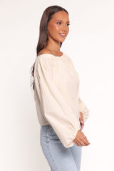 Zion Off Shoulder Long Sleeve Top - Ivory