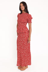 Zoella Peplum Top - Red Floral