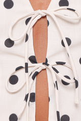 Zoie Tie Front Vest - Cream Polka Dot