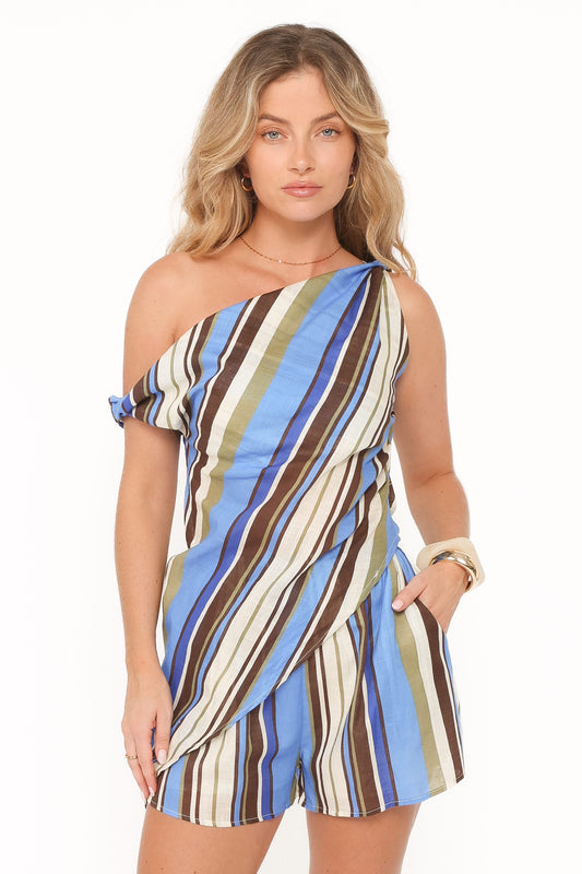 Char Short Set - Blue Khaki Stripe