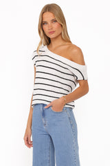 Coco Knit Top - White Stripe