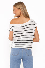 Coco Knit Top - White Stripe