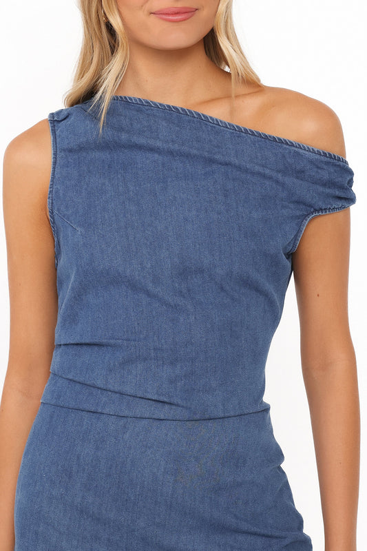 Elvira Mini Dress - Medium Wash Denim