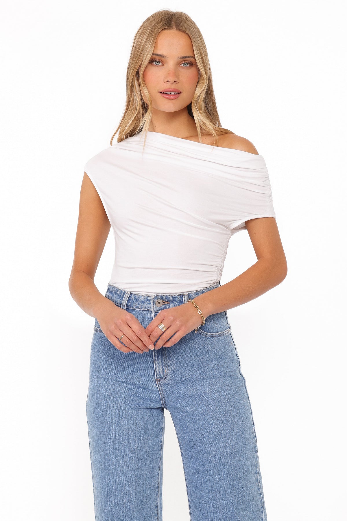 Jacki Asymmetric Top - White