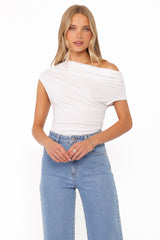 Jacki Asymmetric Top - White