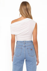 Jacki Asymmetric Top - White