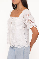 Kairi Eyelet Top - White Broderie