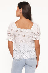 Kairi Eyelet Top - White Broderie