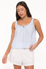 Lawrence Tie Scoop Top - Light Blue