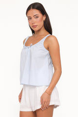 Lawrence Tie Scoop Top - Light Blue