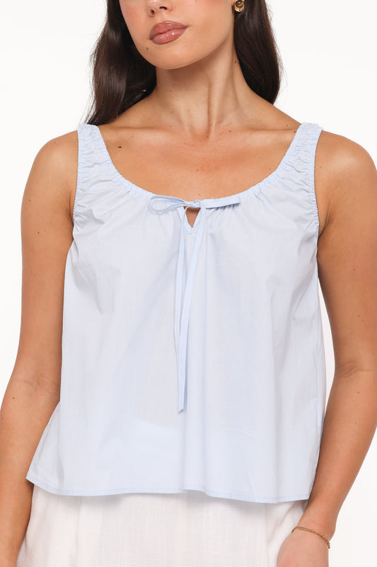 Lawrence Tie Scoop Top - Light Blue