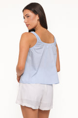 Lawrence Tie Scoop Top - Light Blue