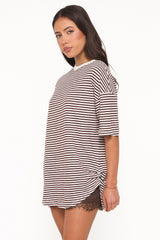 Mairead Lace Short Set - Chocolate Stripe