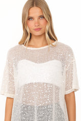 Nadine Sheer Tee Top - Cream