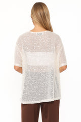 Nadine Sheer Tee Top - Cream