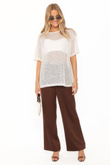 Nadine Sheer Tee Top - Cream