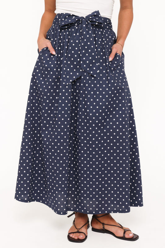 Paula Tie Waist Maxi Skirt - Navy