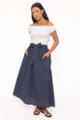 Paula Tie Waist Maxi Skirt - Navy