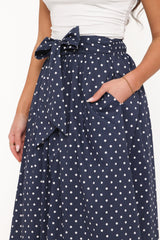 Paula Tie Waist Maxi Skirt - Navy