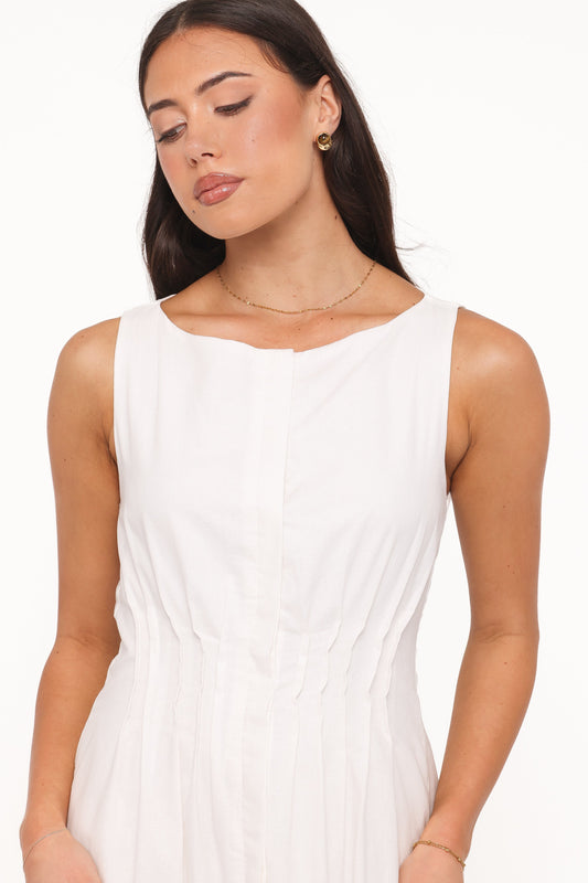 Prunella Midi Dress - White