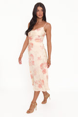Sandrine Midi Dress - Pink Floral