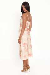 Sandrine Midi Dress - Pink Floral