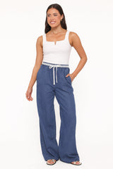 Siun Wide Leg Denim Joggers - Medium Wash