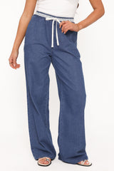 Siun Wide Leg Denim Joggers - Medium Wash
