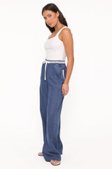 Siun Wide Leg Denim Joggers - Medium Wash