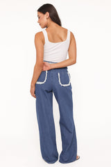 Siun Wide Leg Denim Joggers - Medium Wash