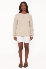 Melane Open Stitch Sweater - Beige