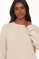 Melane Open Stitch Sweater - Beige