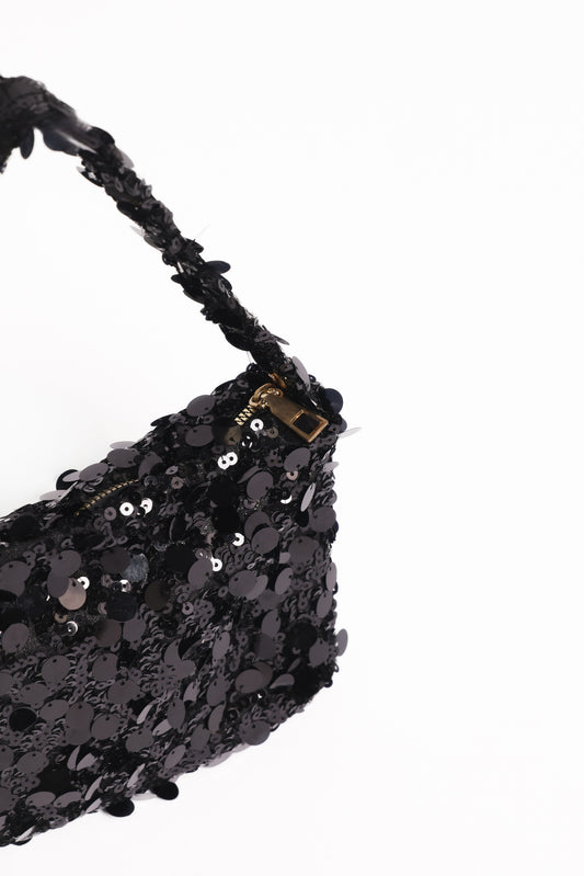 Annika Sequin Shoulder Bag - Black