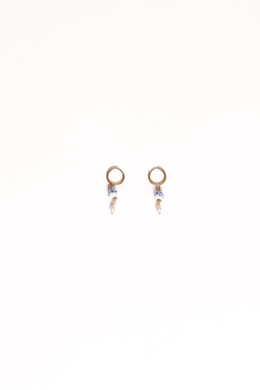 Bree Earrings - Blue/Pearl