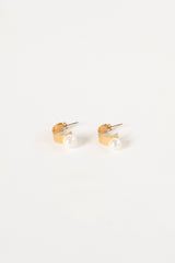 Callie Pearl Hoop Earrings - Gold