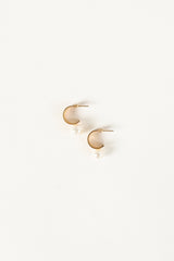 Callie Pearl Hoop Earrings - Gold