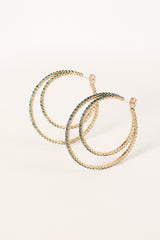 Dancer Double Hoop Earrings - Green