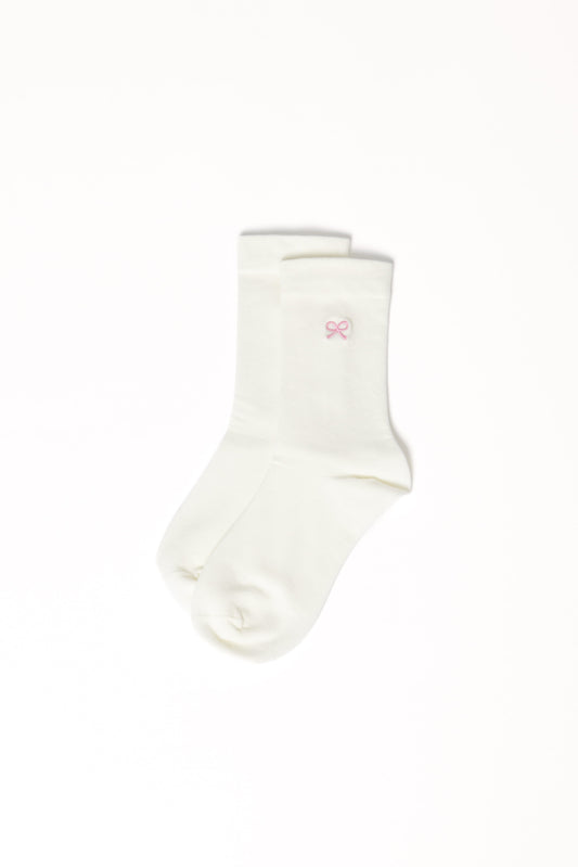 Elsie Bow Socks - White