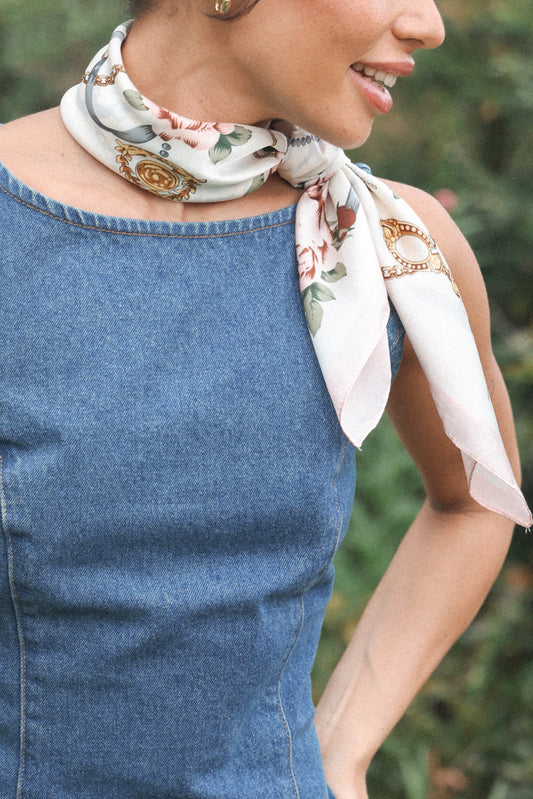Kennedy Hair Scarf - White Floral