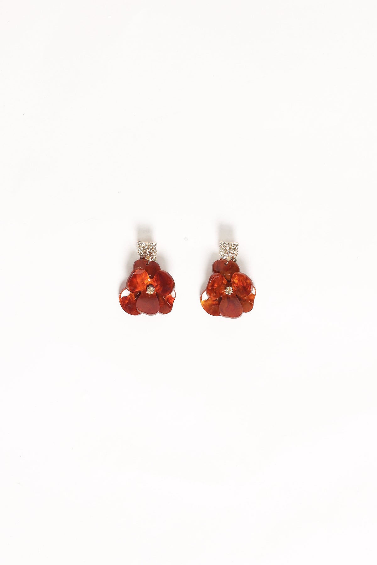 Lennon Flower Earrings - Gold/Brown