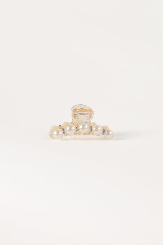 Lile Pearl Hair Clip - White