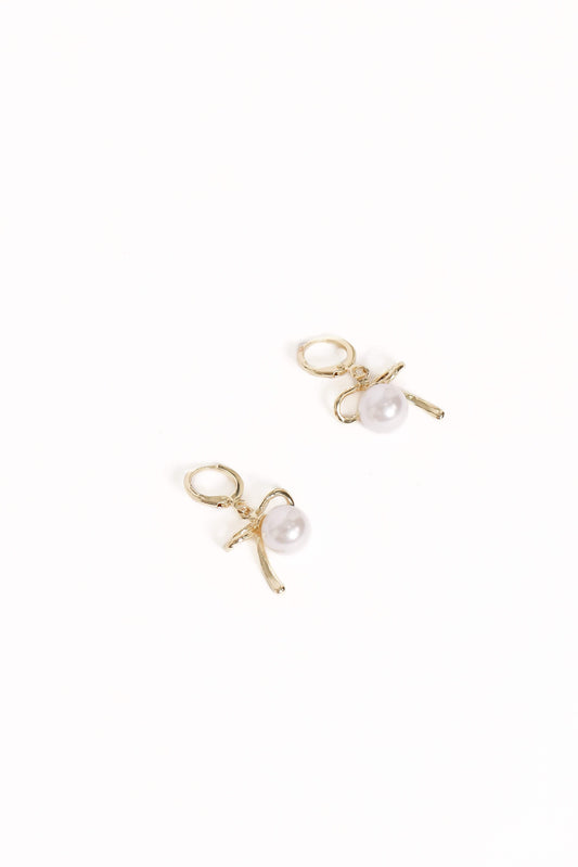 Louisa Bow Earrings - Gold/Pearl