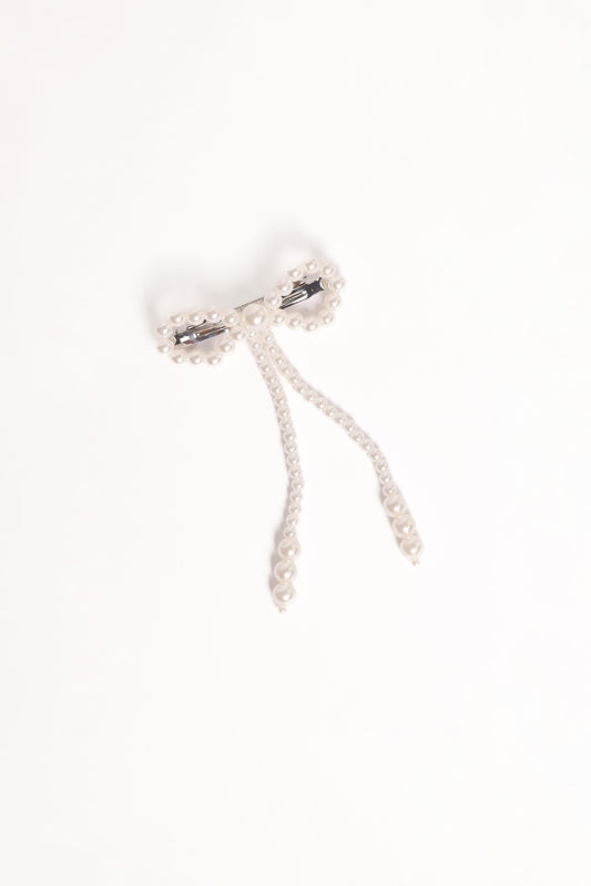 Marcella Hair Bow Clip - Pearl