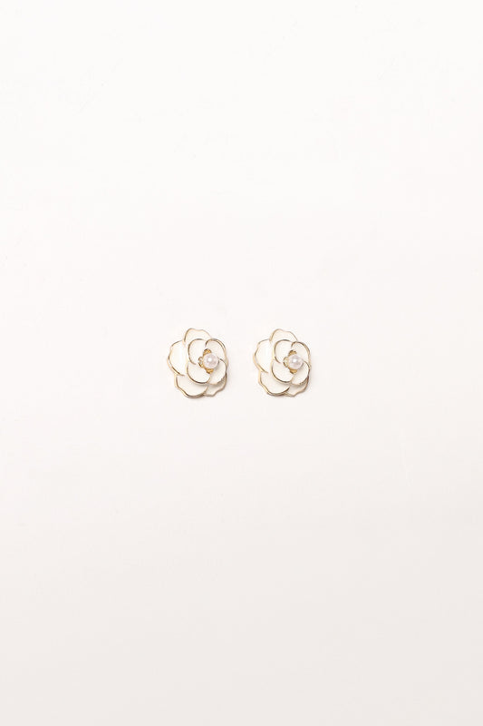 Reina Flower Earrings - Gold White