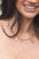 Sienna Charm Necklace - Gold Pink