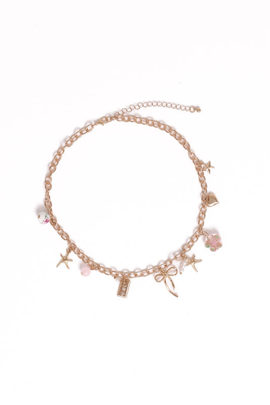 Sienna Charm Necklace - Gold Pink